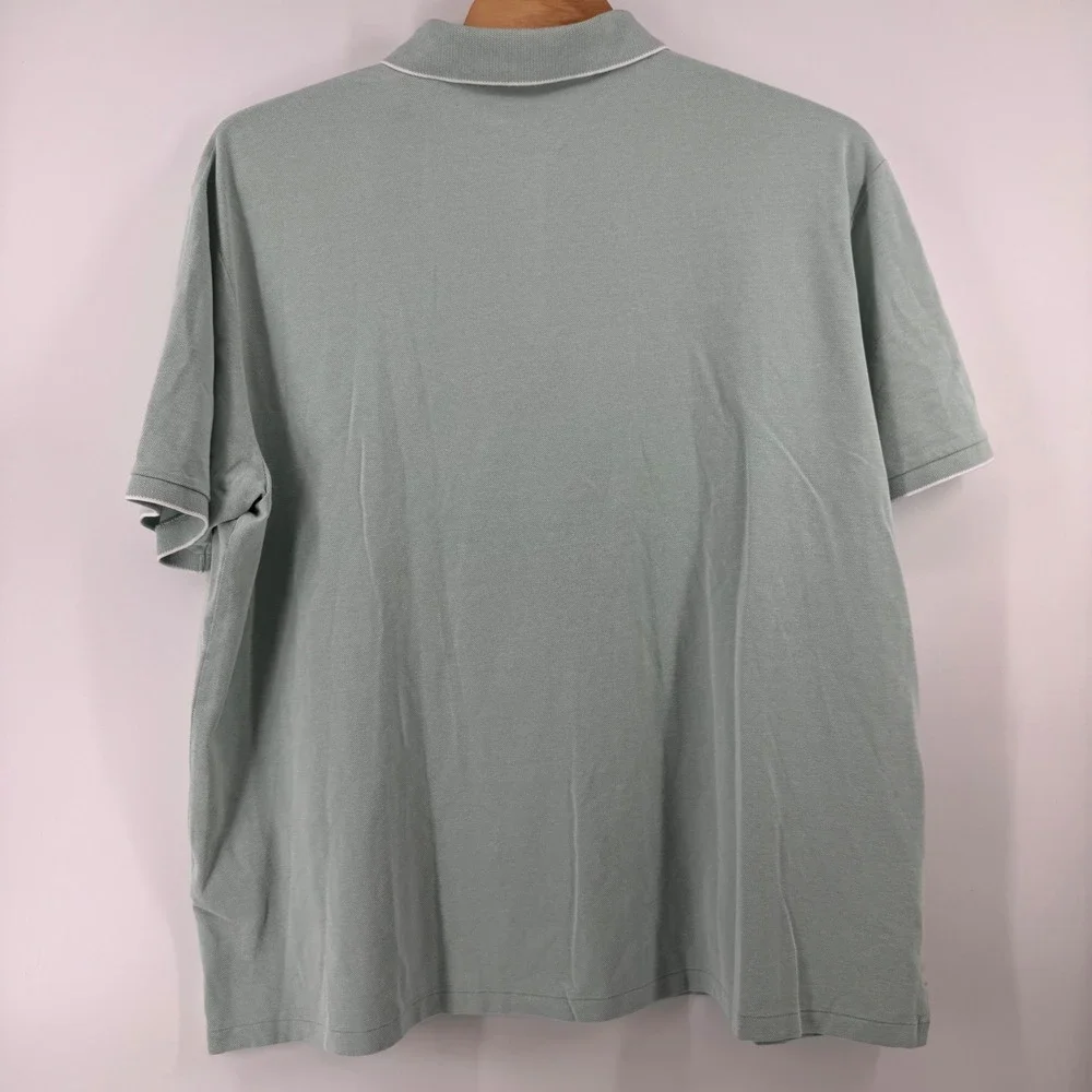Polo Ralph Lauren Polo Shirt Men 5XB Green Tipped Trim Short Sleeve Pique